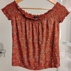 American Eagle Outfitters Terracotta Floral Blouse